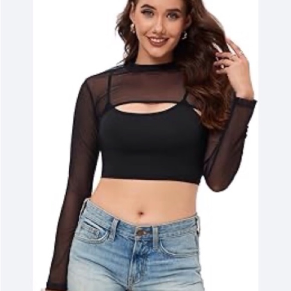Elegant Black Sheer Long Sleeve